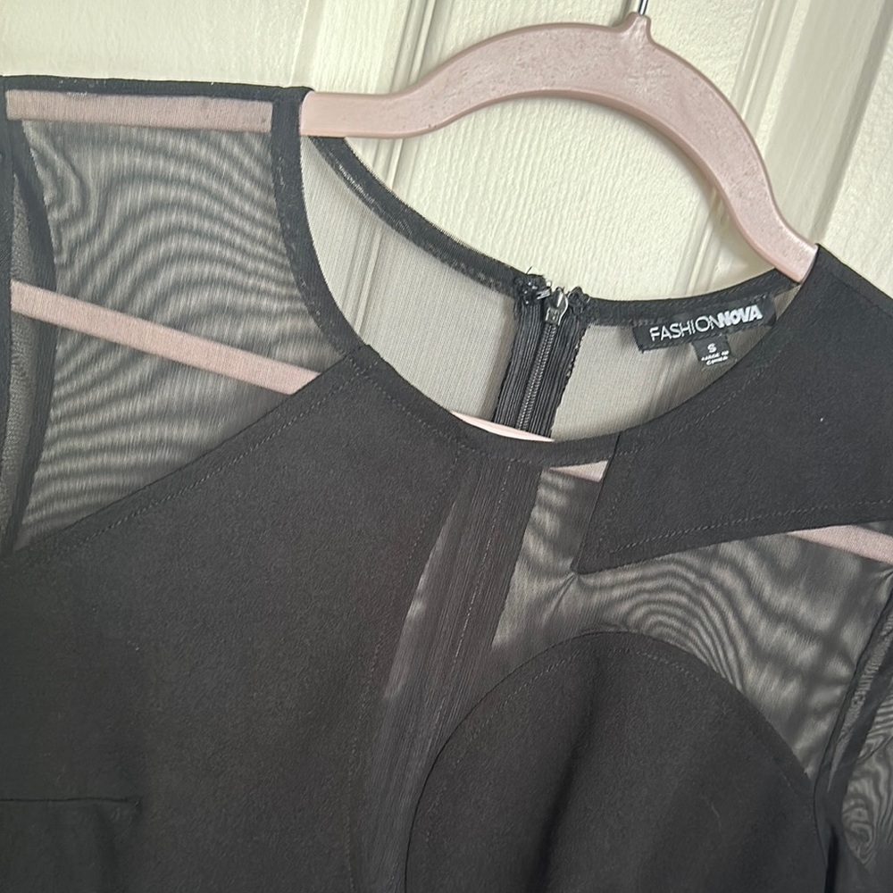 Fashion Nova Black Sheer Panel Dress